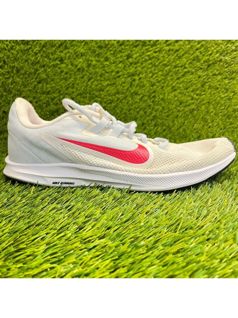 Nike Downshifter 9 Womens Size 10 White Red Athletic Running Shoes Sneakers